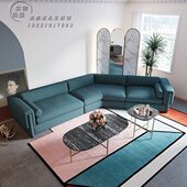 北欧风格 L型弧形亚麻布小户型沙发客厅组合简约现代 沙发轻奢整装