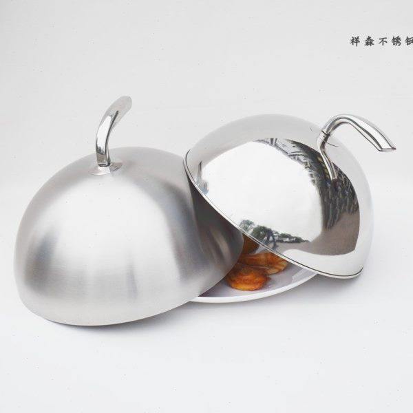 加厚不锈钢牛排盖铁板盖西餐弯顶盖子牛扒盘加高锅盖韩式烧烤盖