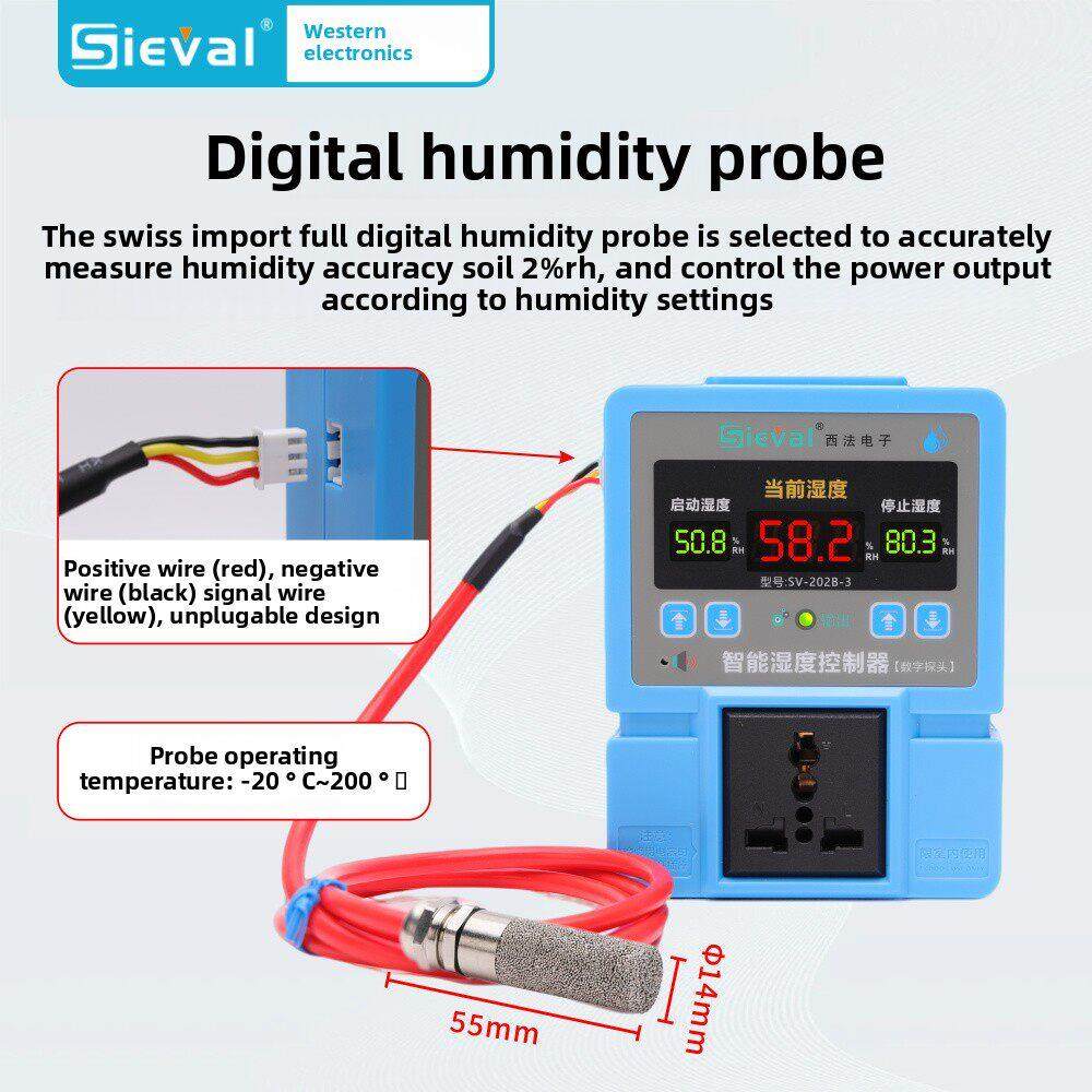 西发电子智能湿度控制器高精度2% Rh耐高温防水探头Sv-202B-3
