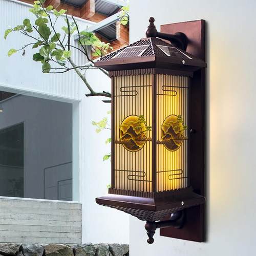 太阳能壁灯庭院大门阳台壁灯新中式别墅罗马柱子灯花园围墙LED灯