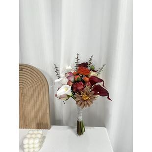 韩国式 婚礼证书照片郁金香人造新娘花束