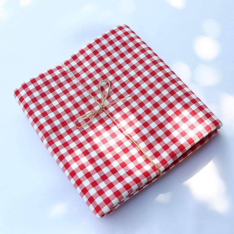简约喜庆节日红色格子桌布棉麻简约餐桌茶几布艺家用轻奢书台盖布