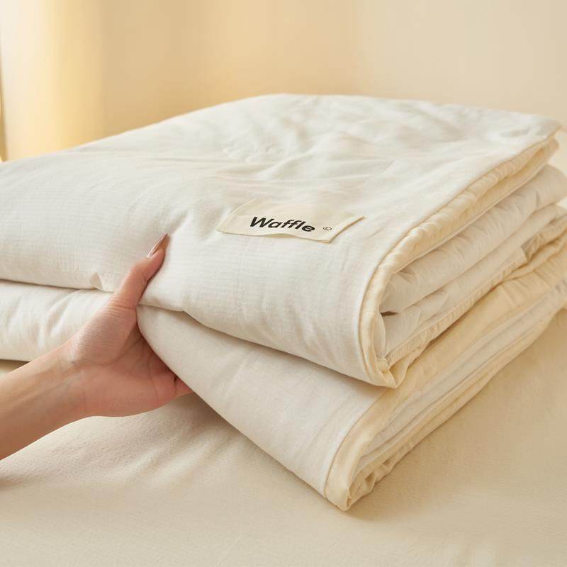 简约全水洗棉夏凉被大豆纤维夏被四件套可机洗单双人空调被薄被芯