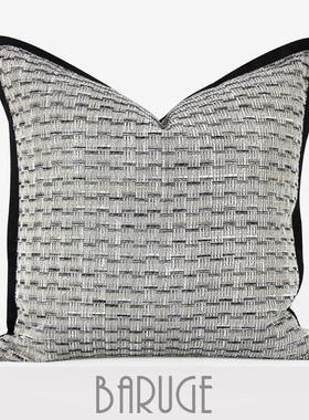 新中式棉麻方枕样板房灰色高级沙发抱枕靠垫 样板间酒店中式靠枕