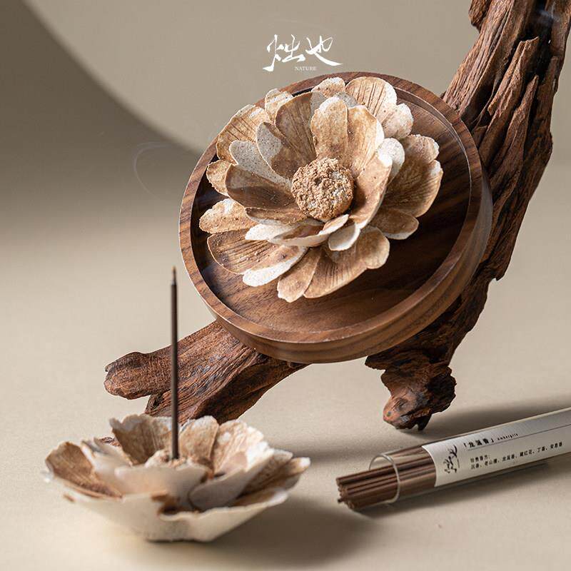 烛也侘寂风非遗手捏陶瓷花线 线香插扩香器香薰家居摆饰闺蜜小众