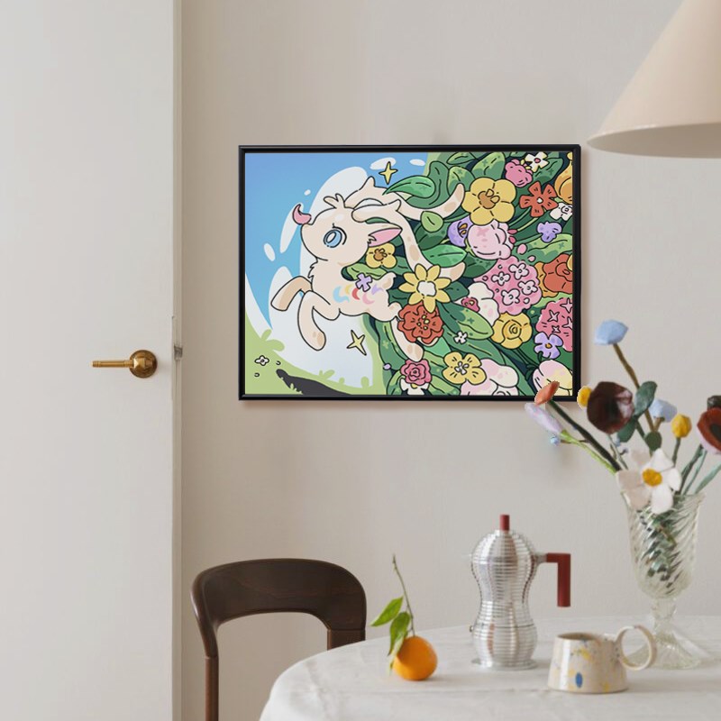 不周山下卡通儿童房卧室床头装饰画现代简约客厅壁画小众艺术挂画