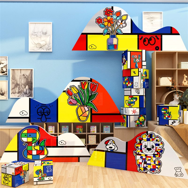 蒙德里安画室布置美术教室展环创主题成品材料幼儿园墙面装饰文化