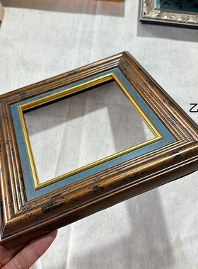 乙霏家居美式法式欧式中古蓝色咖啡色油画拼图字画框实木相框画框