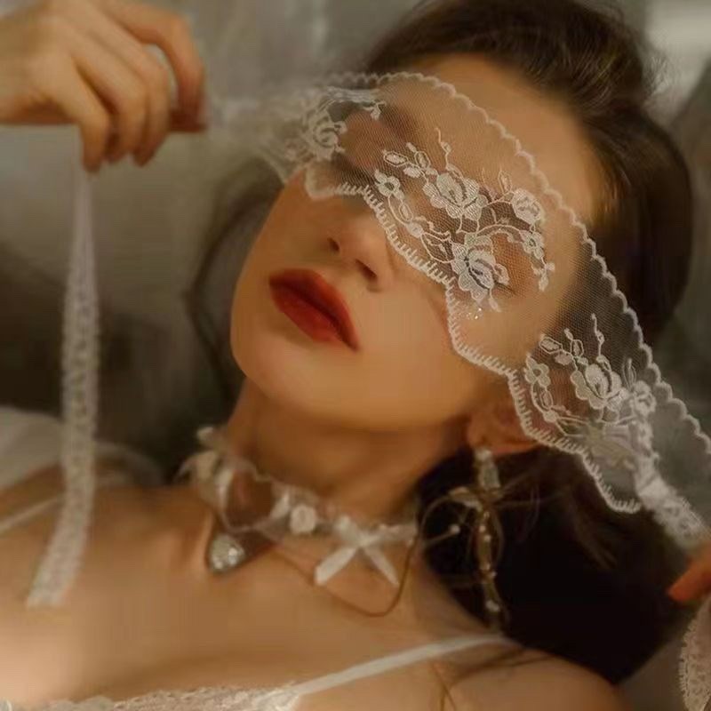 纯欲性感黑色蕾丝边眼罩禁欲系面纱遮光睡眠氛围感蒙眼情调