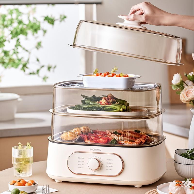 摩动折叠速蒸锅电蒸锅家用u小型多功能蒸汽锅大容量三层多层电蒸