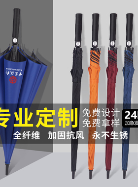 自动雨伞定制可印logot广告伞男士大号直柄蓝色长柄银行伞印字订
