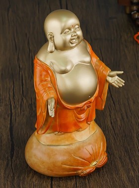 黄铜摆件《布袋弥勒佛》铜工艺品 佛像摆件客厅玄关装饰 开业礼品
