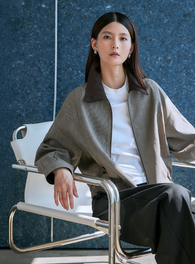 S-RUN时润贝而巴恩风双面穿短款夹克羊毛短款外套上衣女