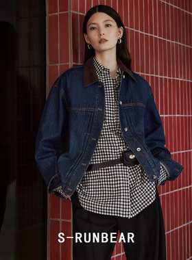 SR时润贝而 复古翻领牛仔夹克外套女