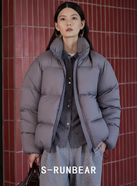 S-RUN时润贝而90白鹅绒羽绒服加厚云朵泡芙短款羽绒服女