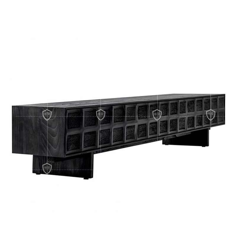 诧寂风实木电视柜复古中古风客厅欧洲橡木电视柜北欧简约艺术边