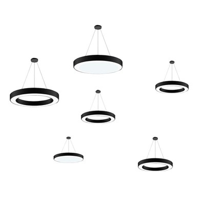 创意舞蹈房圆环吊灯形体教室圆形黑色白光吊灯健身房美发店造型灯