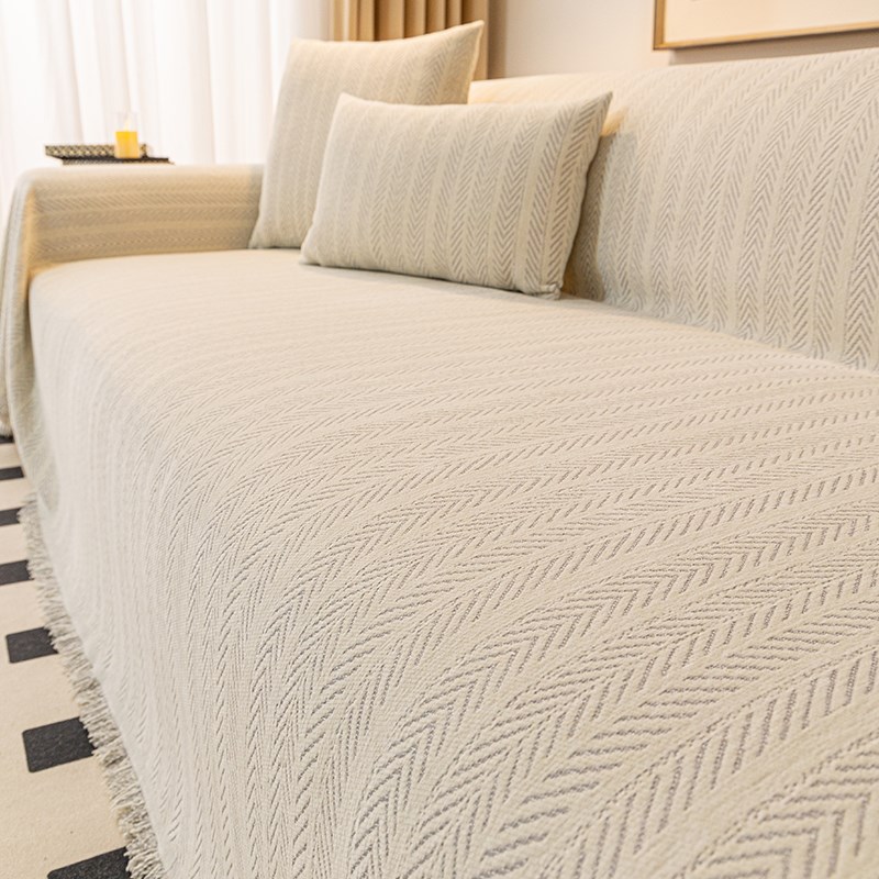 22新款鱼骨纹沙发巾法式复古盖布巾防尼尔全盖高级感罩毯