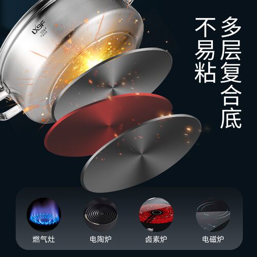 龙兴宝富鸳鸯火锅汤锅加厚复合底鸳鸯锅电磁炉锅