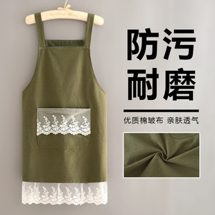防污耐磨家用厨房透气做饭专用围腰简约工作 棉皱布围裙202k4新款