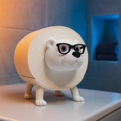 Toilet Paper Holder with Sunglasses 戴墨镜的北极熊纸巾架