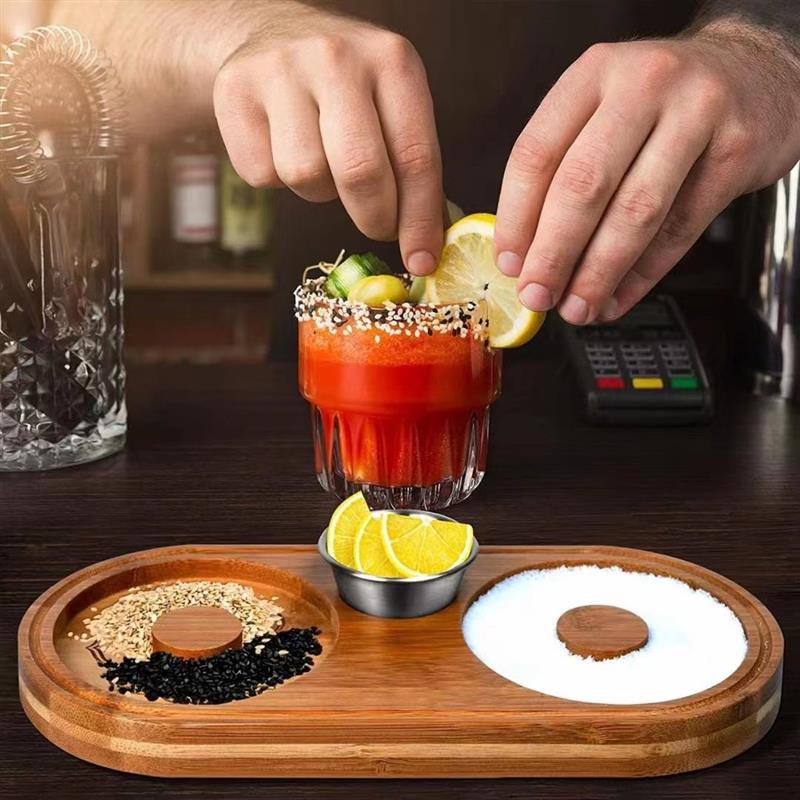 Margarita Salt Rimmer酒吧鸡尾酒沾盐器沾糖调味板木托盘