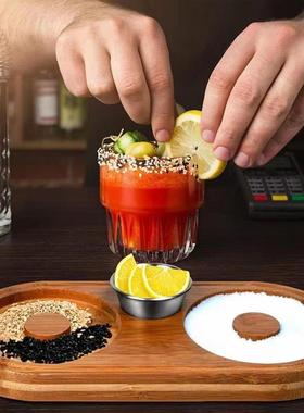 Margarita Salt Rimmer酒吧鸡尾酒沾盐器沾糖调味板木托盘