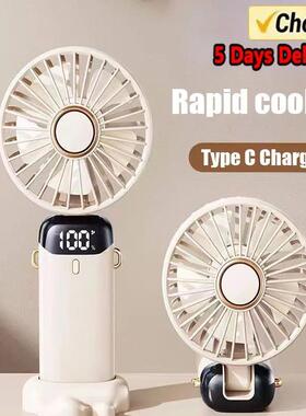 USB Handheld Fan Foldable Portable Neck Hanging Fans 5 Speed