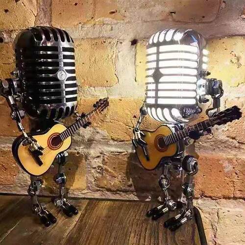 复古老式麦克风台灯Microphone Robot Lamp家居摆件