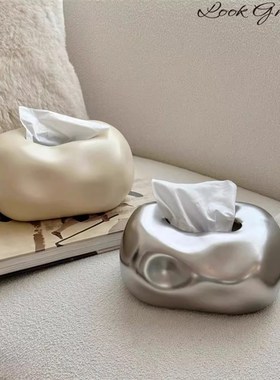 奶油风纸a巾盒家用客厅轻奢高档创意餐巾纸抽纸盒高级感装饰摆件