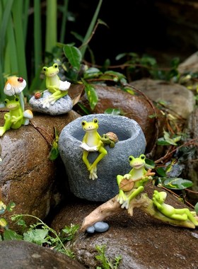 可爱治愈小青蛙动物花园庭院布A置装饰阳台造景家居装饰品小摆件