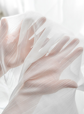 窗帘纱帘窗纱现代简约轻奢飘窗阳台客C厅卧室半遮光白色纱2021新