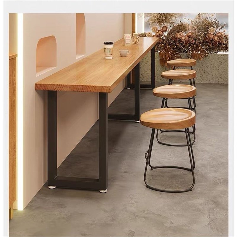 靠墙边实木长条小窄桌子40饭店早餐店面馆I桌椅组合咖啡厅餐桌121