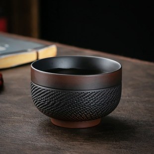 紫陶跳刀大号茶杯紫泥紫砂品茗杯单杯功夫主人杯陶瓷茶盏个人杯