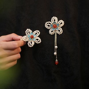 立体花朵胸针设计感小众烧蓝胸花旗袍配饰压襟女士高端别针 新中式
