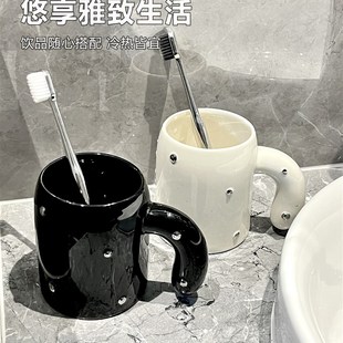 卡通仙人掌陶瓷漱口杯家用情侣高颜值牙刷杯卫生间牙具牙缸置物架