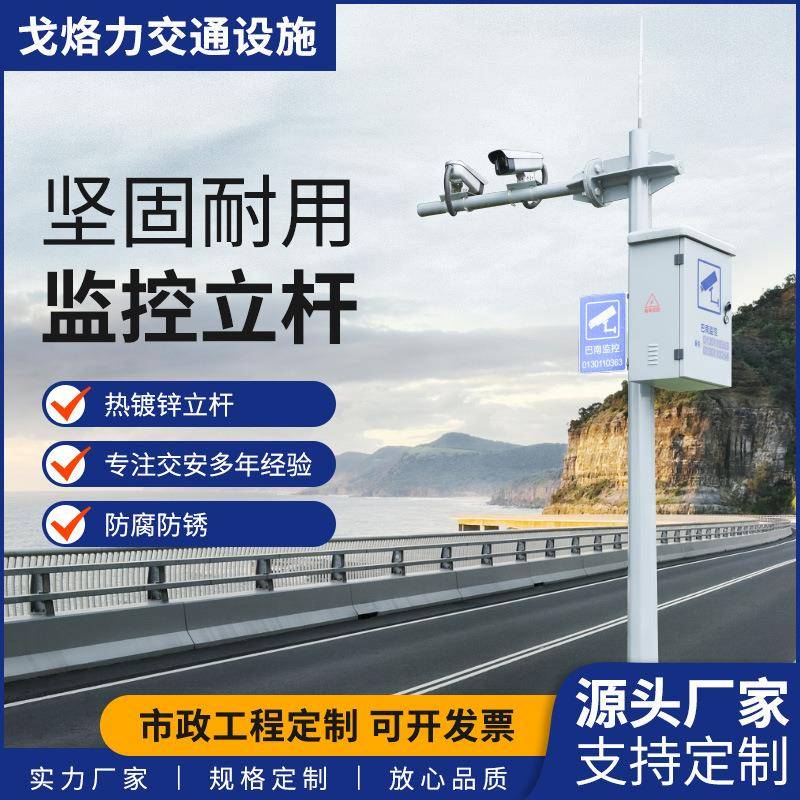 户外监控立杆组合套装加长双枪双头立杆小区摄像头L型监控立杆