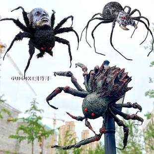 万圣节动物蜘蛛黑蝙蝠乌鸦挂件鬼屋密室电动感应声控室内户外装饰