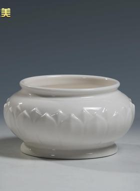 微美陶瓷浮莲白釉佛具套装供佛香炉圣水杯供佛灯供奉家用佛前摆件