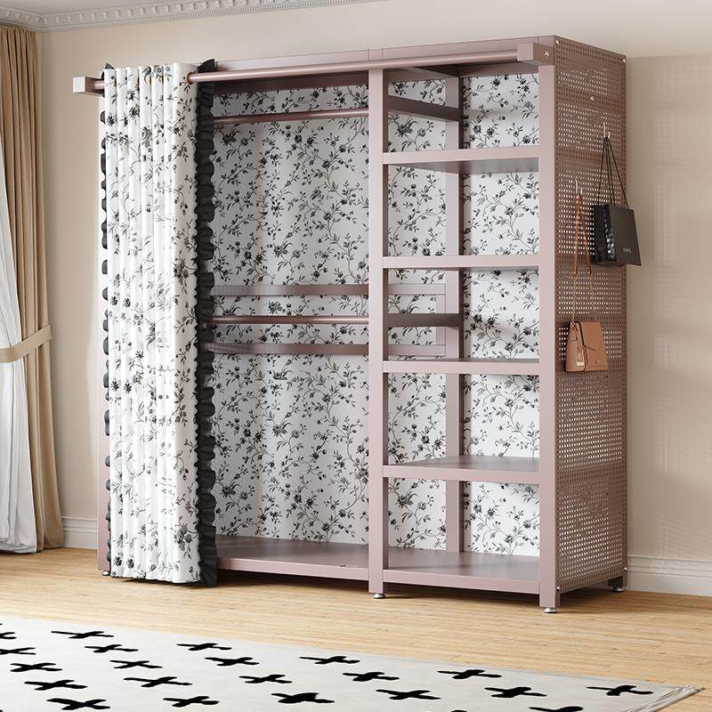 衣帽架落地开 放式衣柜简约金属洞洞板组合衣架家用卧室防尘置物