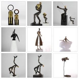 栖间现代创意人物雕塑摆件酒店玄关家居售楼处大厅会谈桌软装饰品