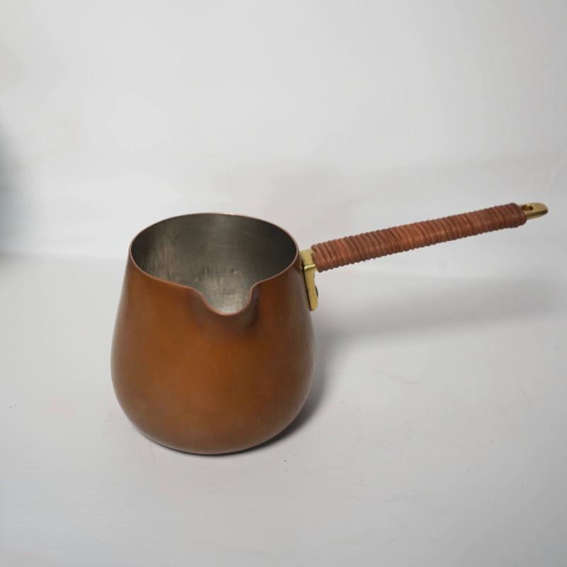 手工铜咖啡分享杯分享壶铜奶锅铜烤茶罐日式铜手冲器具锤纹