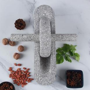 天然麦饭石碾子碾茶药碾手推槽臼粉碎老式研磨船中药捣捻粮食压器