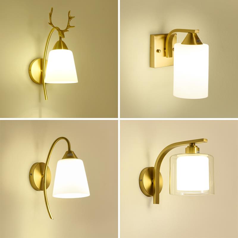 铜壁灯楼梯自动感应灯楼道家用走廊过道灯2025新款声控灯智能墙灯