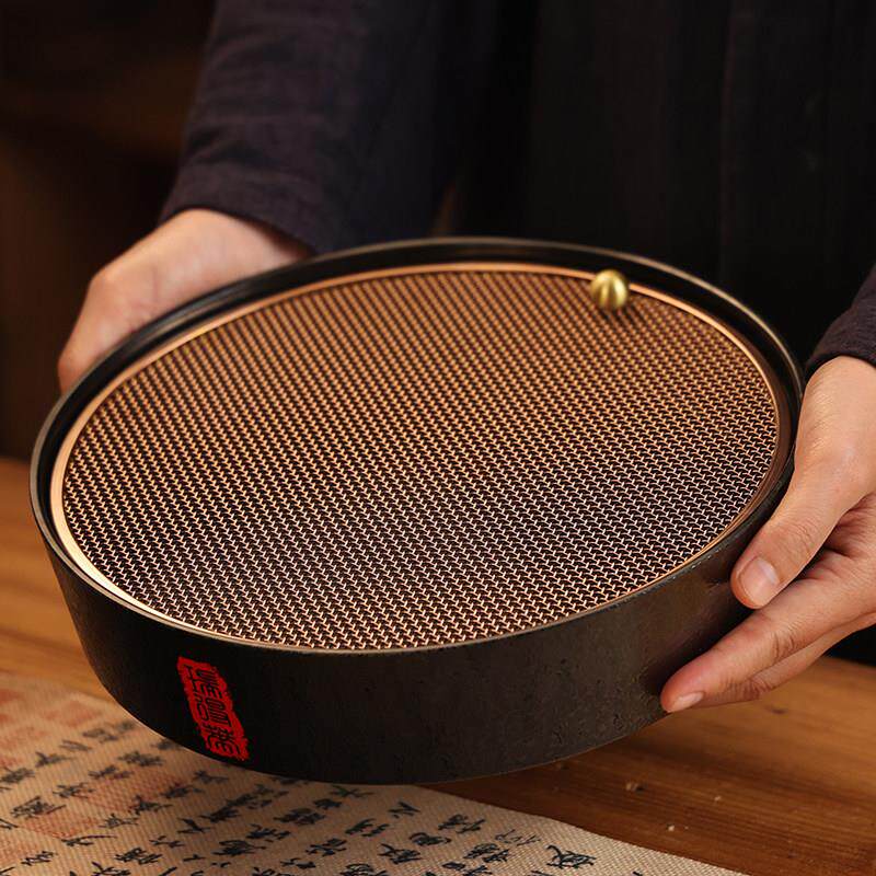 2025新款圆形电木储水茶盘小型沥水不锈钢茶托 托盘家用轻奢干泡