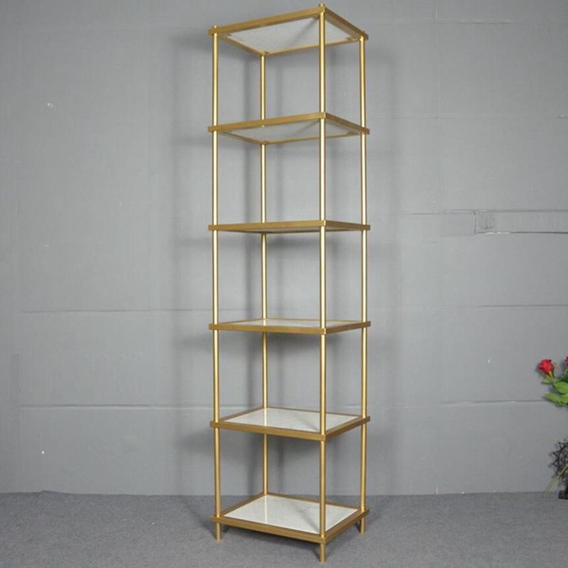 陈列金色铁艺置物架家用客厅多层收纳花盆架子书房落地轻奢展示架