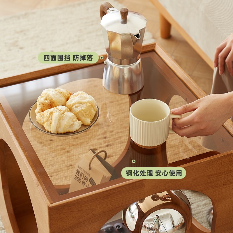 实木边几沙发边柜小桌子可移动茶几创意床头柜日式客厅小推车猫窝