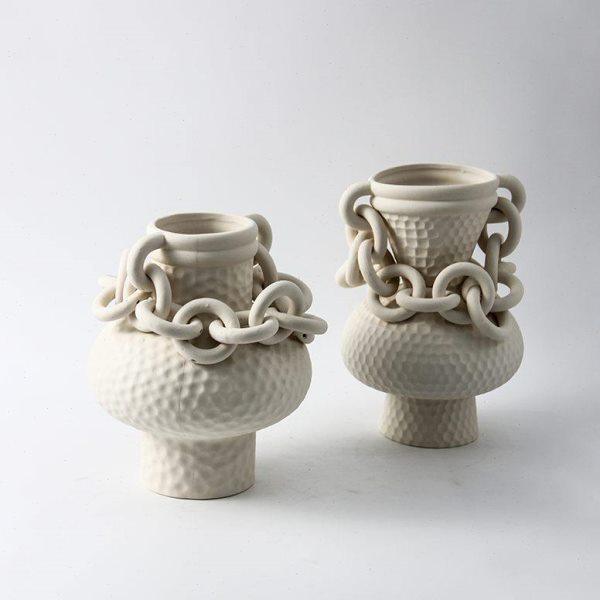 书房链条创意售楼处器插花陶瓷花瓶摆件客厅样板间新中式现代桌面,家居饰品,花瓶,淘宝优惠券,粉丝福利购,淘宝优惠卷