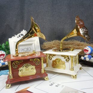 装饰儿童生日礼物留声机女生上送女友创意摆件音乐盒复古八音盒链