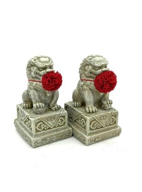 【不摆家可惜了】镇宅石狮子顺风顺水泥看门神兽小狮子花瓶摆件